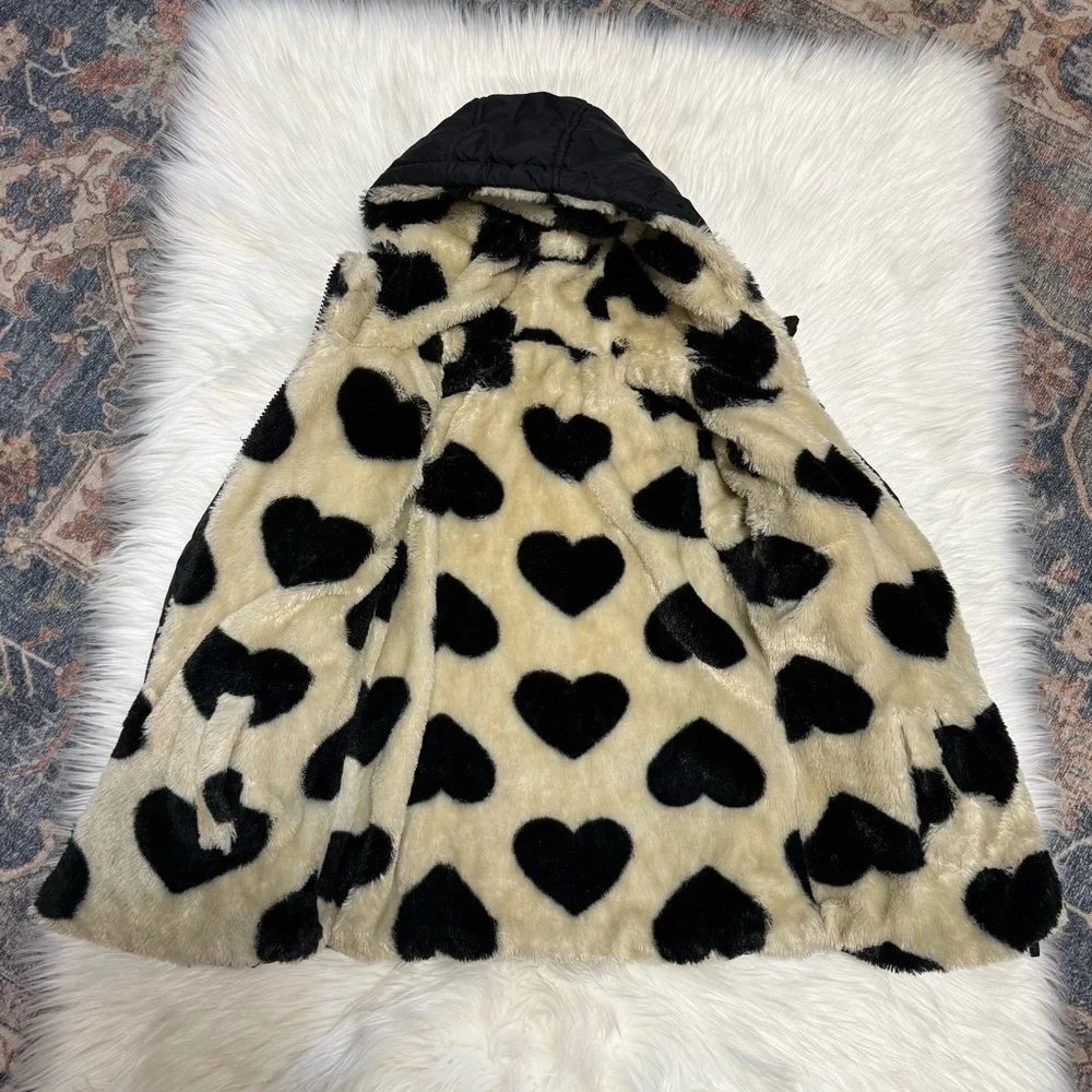Madden Girl reversible puffer jacket black heart girls 7/8